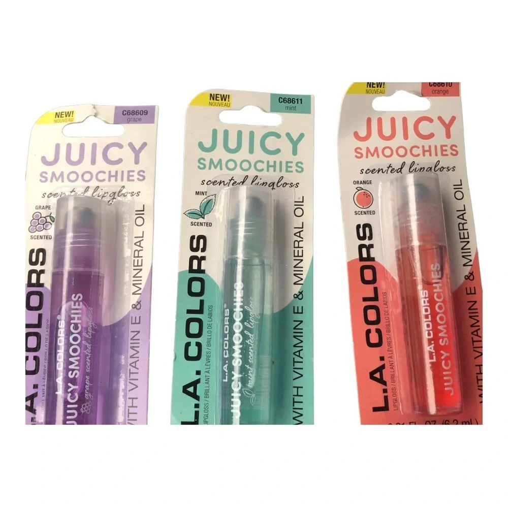 3pk flavored vitamin E lipgloss strawberry grape coconut orange watermelon‎ mint